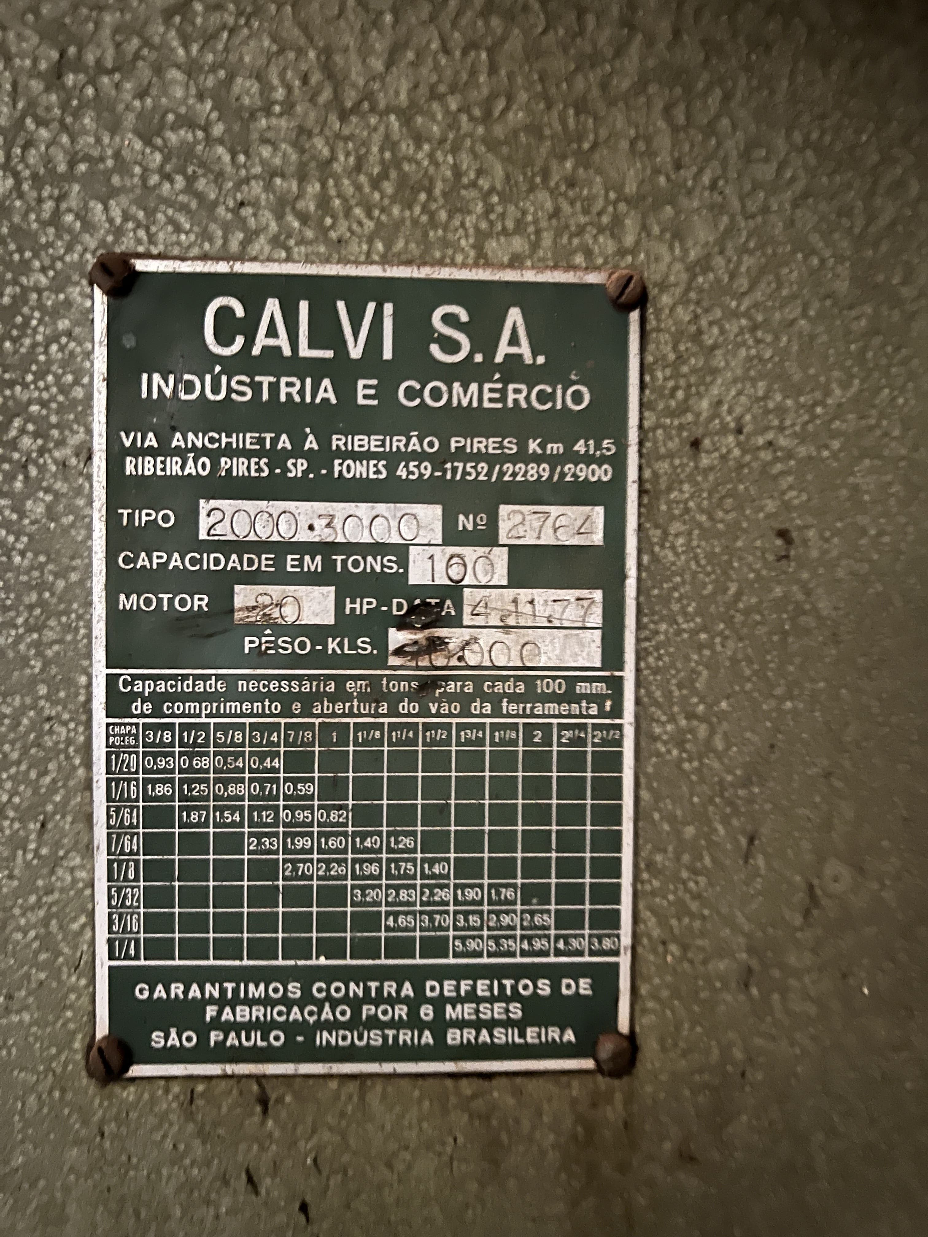 PRENSA DOBRADEIRA MECÂNICA CALVI, 100 TONELADAS X 3.000MM